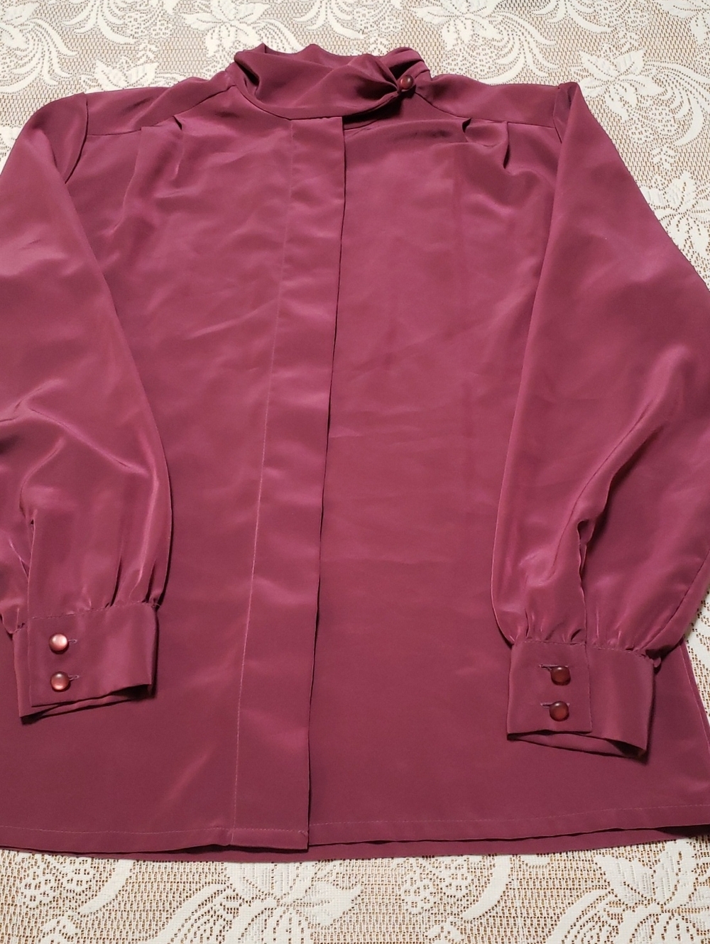 Sophisticates Pendleton Womens Long Sleeve Mock Neck Blouse - Plum Pink